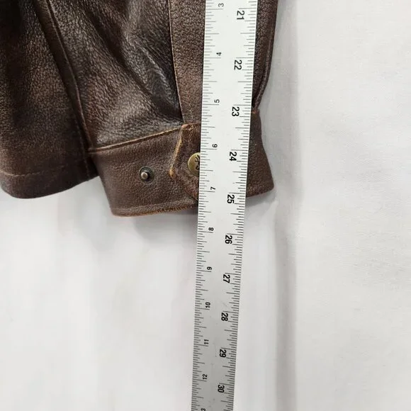 Vtg Browning Gold Brown Leather Jacket Men's XL TG Shoulder Patch Zip Logo